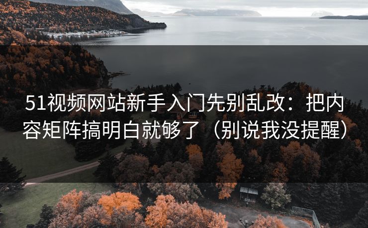 51视频网站新手入门先别乱改:把内容矩阵搞明白就够了(别说我没提醒)