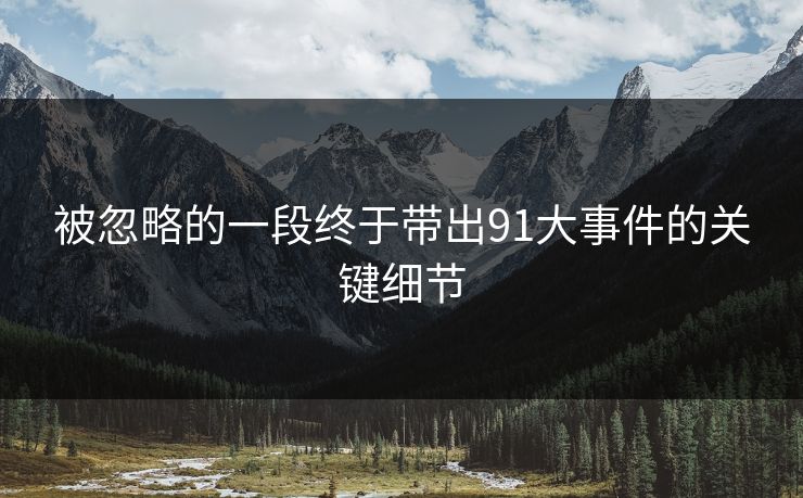 被忽略的一段终于带出91大事件的关键细节
