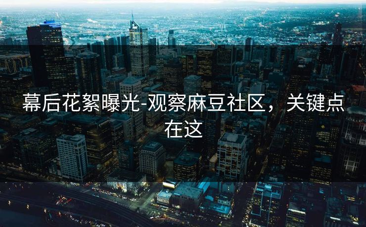 幕后花絮曝光-观察麻豆社区,关键点在这 幕后花絮曝光-观察麻豆社区,关键点在这